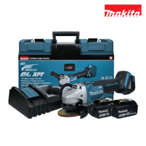 DGA404RTE เครื่องเจียไร้สาย 100 มม.(4") 18V สวิตซ์สไลด์บน BL, Anti-Restart พร้อมแท่นชาร์จ+แบตเตอรี่ 18V 5.0Ah 2 ก้อน